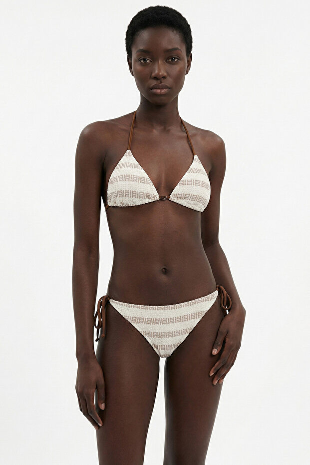 Patterned Knitwear Triangle Bikini Set - 1