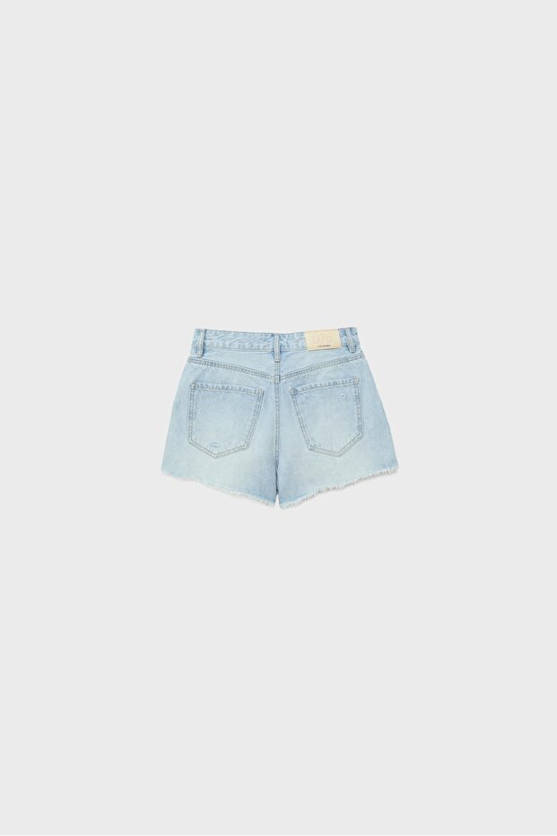 D75 distressed denim şort - 7
