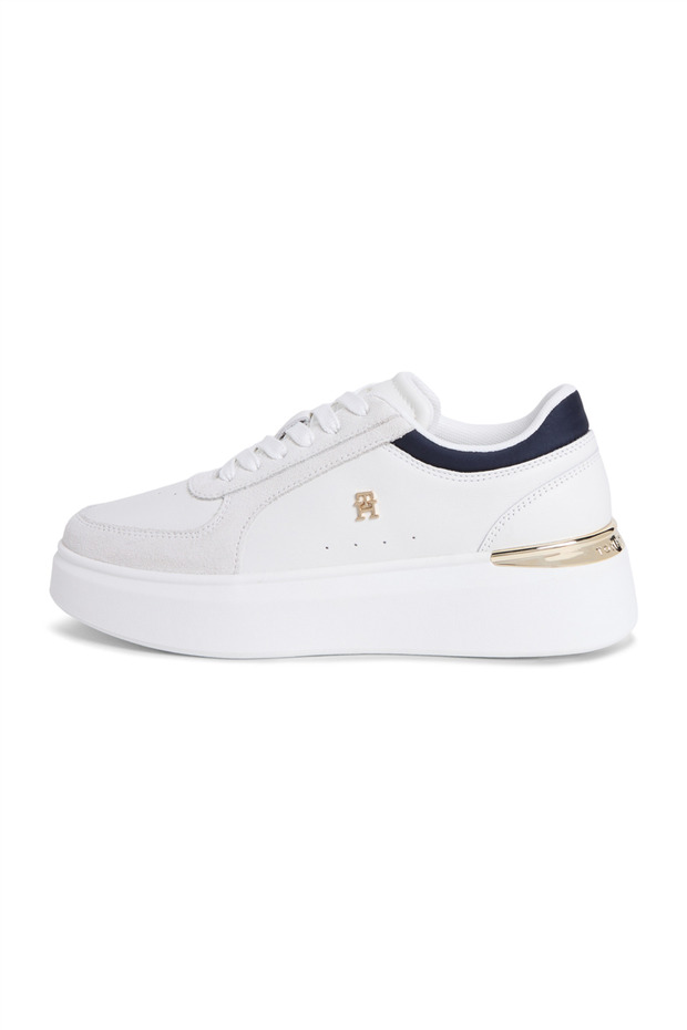 حذاء رياضي نسائي من Th Satin Platform Sn باللون الأزرق الداكن