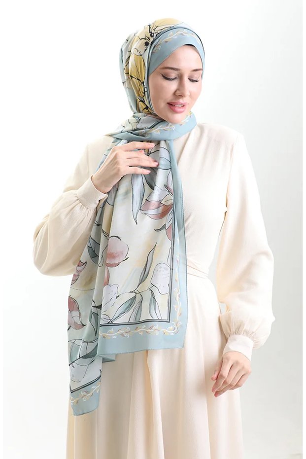Hanzade french silk shawl 70330-13 mint green yellow