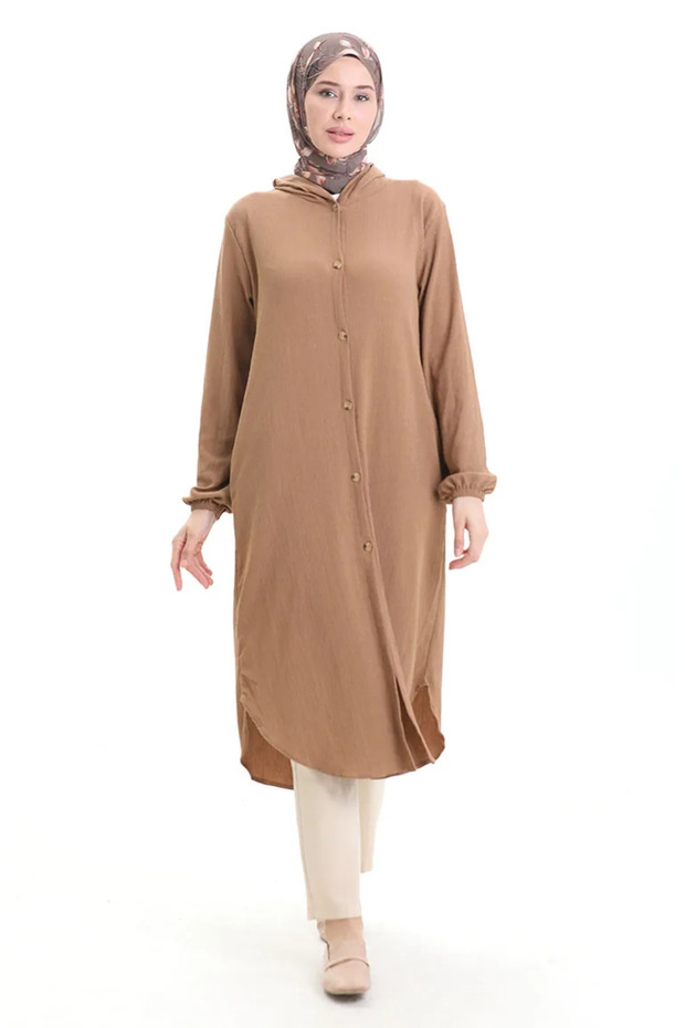 Hooded button cap 7272-02 mink
