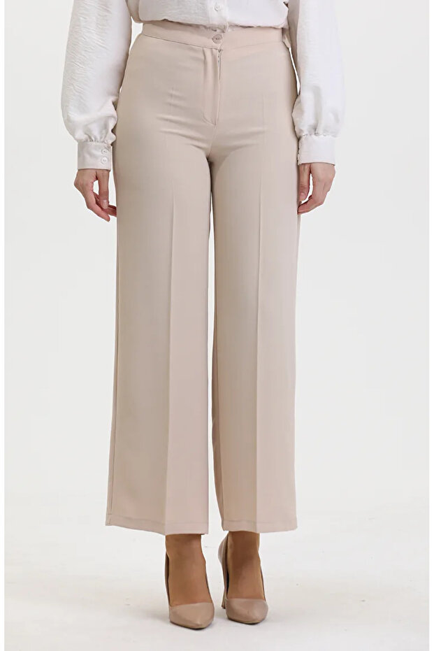 Wide Leg Trousers 1152-01 Beige