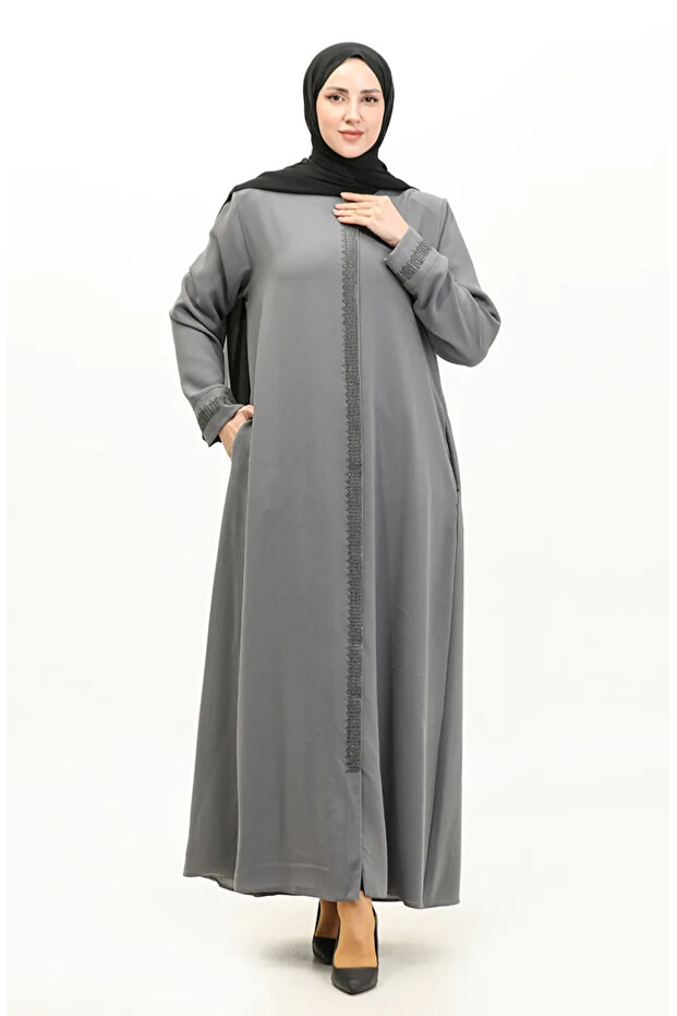 مقاس كبير مطبوع عليه حجر Ferace 5067-05 رمادي