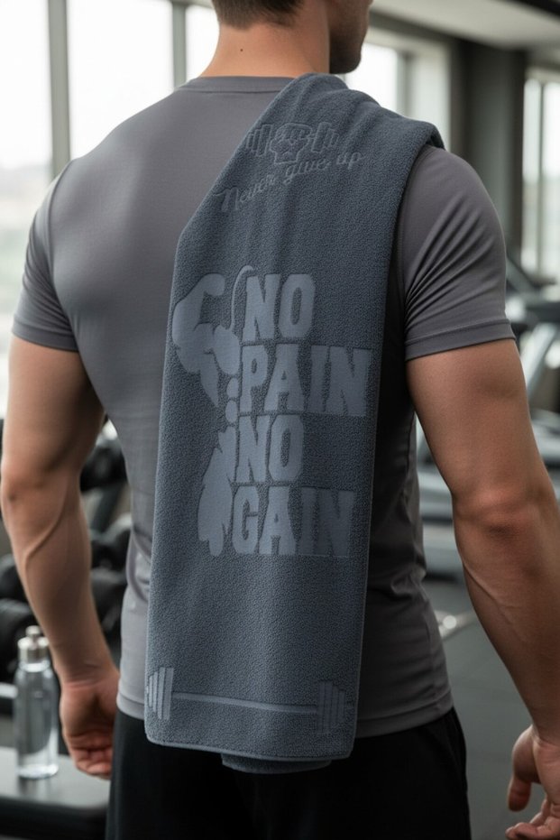Sports Towel-40X100 Cm-Soft Textured-Men'S-Fitness-Pilates-Yoga-Dark Gray-High Absorbency
