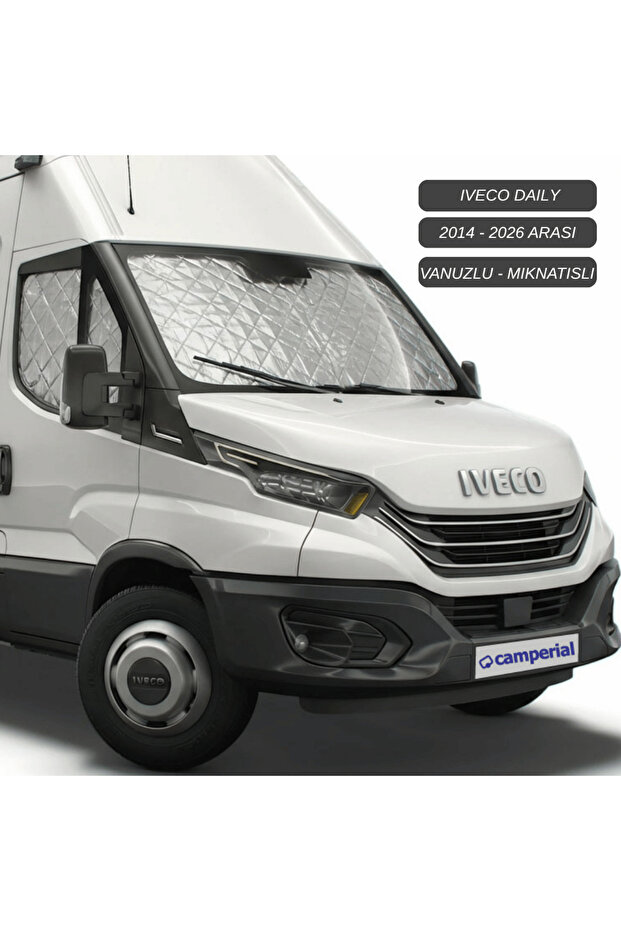 واقي شمسي عازل للحرارة للنوافذ الأمامية والجانبية لعربات التخييم والكرفانات Iveco Daily (مع كوب شفط)