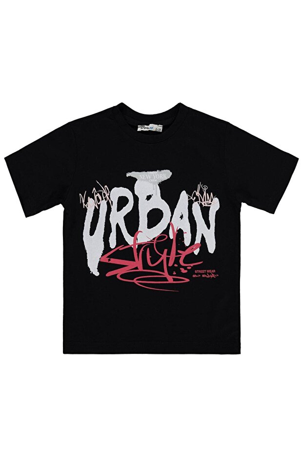 Urban Printed T-Shirt for Ages 2-5 - Black 5-6 Years