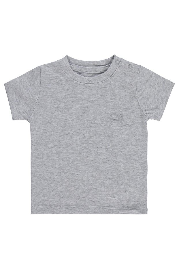 Fish Embroidered T-Shirt for 6-18 Months - Gray 6-9 Months