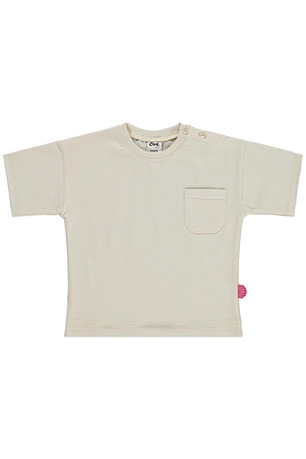 Ornamental Label Pocket T-Shirt for 6-18 Months - Beige