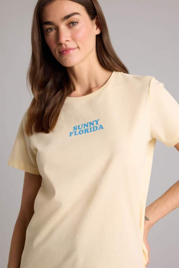 100% Cotton Regular Fit Crew Neck Slogan Printed Combed Cotton Short Sleeve T-Shirt C6604Ax24Sm
