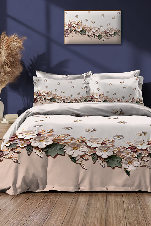 طقم غطاء لحاف كبير الحجم مصنوع من القطن بنسبة 100% من نوع PERCALE 5D Digital Mimoza-220x240