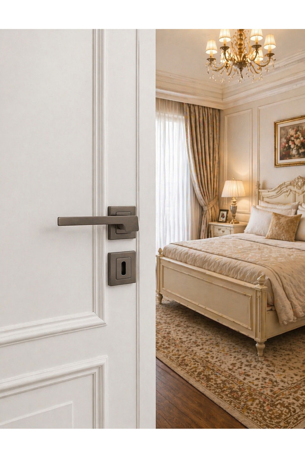 Anka Square Badge Room Door Handle Matte Anthracite