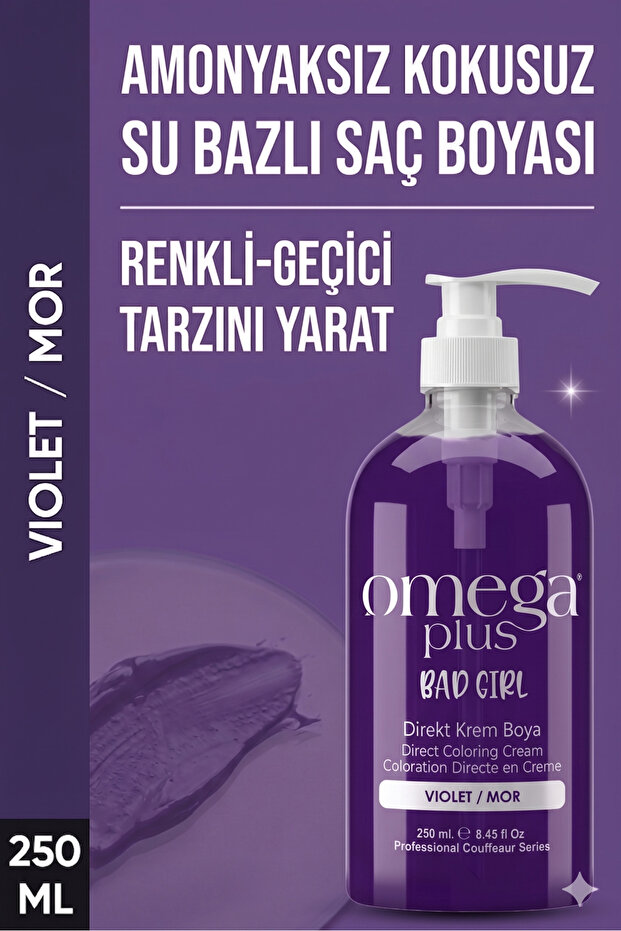 Omega Plus Bad Girl Mor Geçici-renkli Amonyaksız Saç Boyası 250 ml