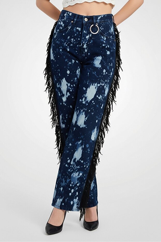 Women Regular Fit Color Splash Wide Leg Jeans, Multicolor