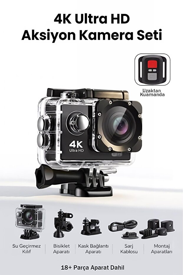Kensa Aksiyon Kamera Kumandalı 4K Ultra Hd 170 Derece Çekim Açısı Wifi Bağlantılı Aksiyon Kamera 4K 30 Fps