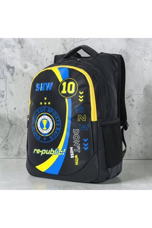 Yellow Navy Blue Printed Waterproof Fabric Fan Bag 1907