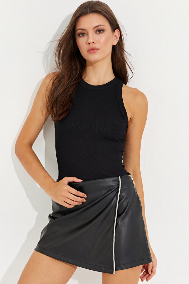 Women's Black Halter Neck Blouse App1233