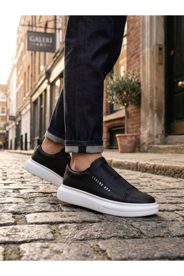 Ba0307 Thick High Sole Double Tape Black White Men's Shoes