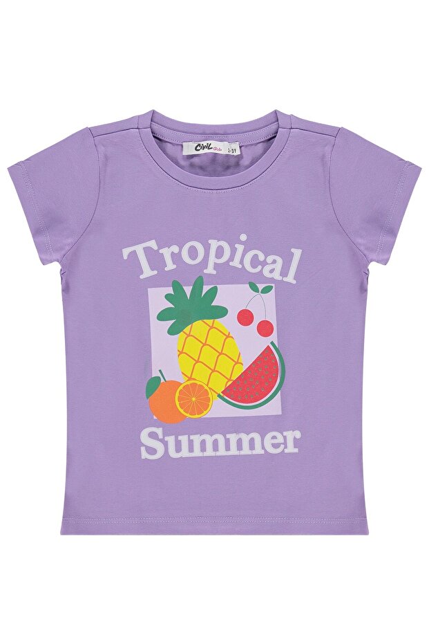 Tropical Printed T-Shirt for 2-5 Years Old - Lilac