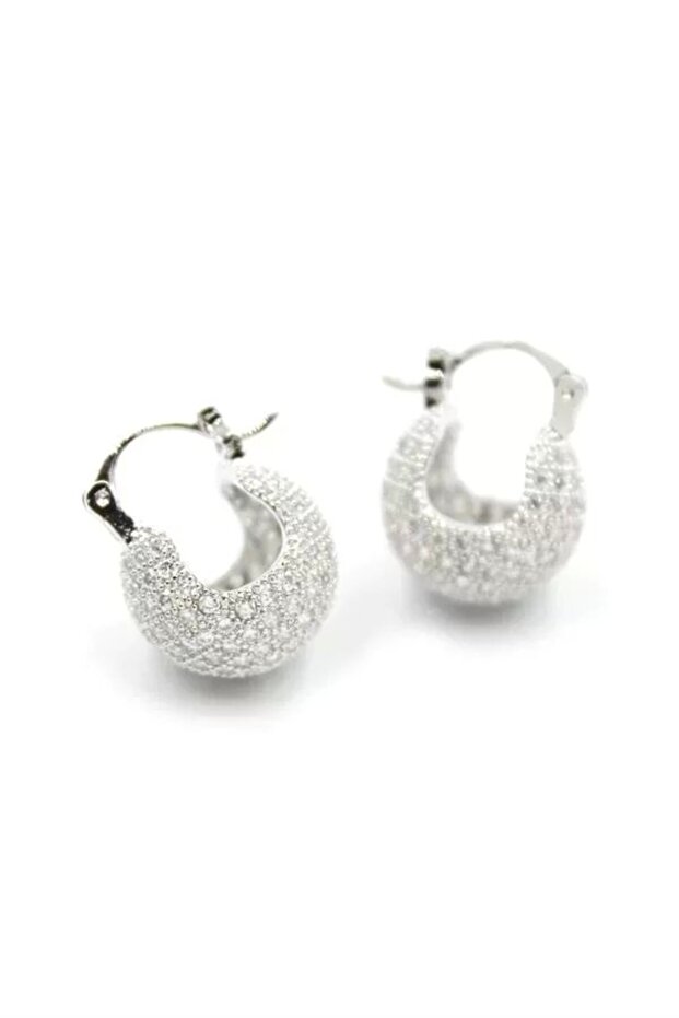 Stone Ball Earrings - Silver