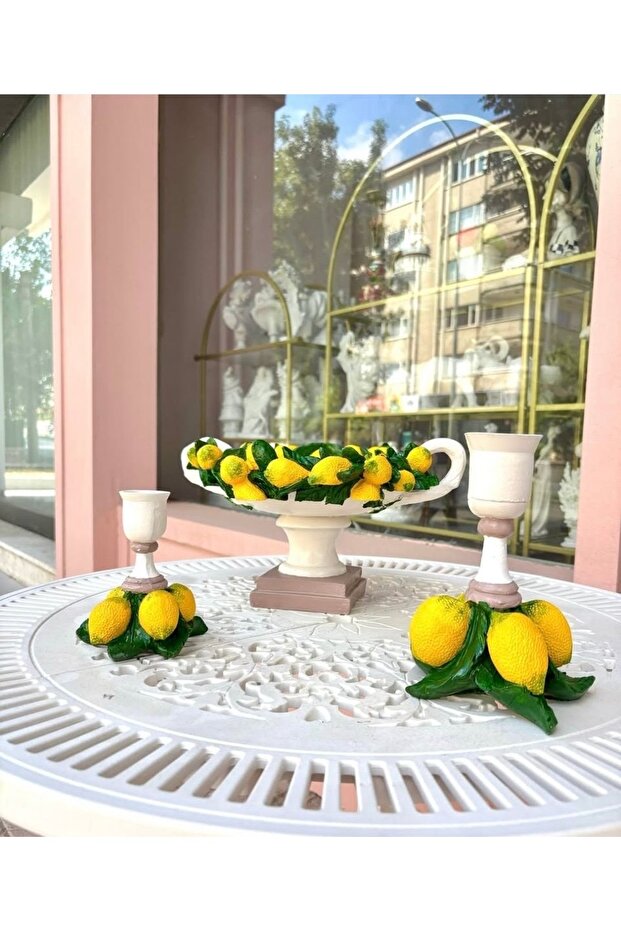 Limonlu Gondol Şamdan Seti