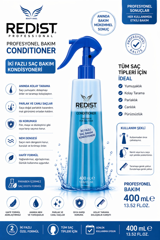 Redist Fön Suyu All Hair Mavi Kolajen Nemlendirici Isıya Karşi Koruma Sağlayan 400 ml