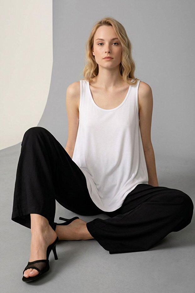 2 Pieces A-Line Comfortable Fit Basic Thick Strap Undershirt T-Shirt - 4