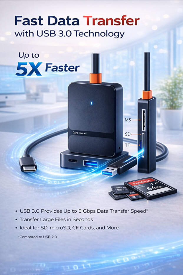 قارئ بطاقات USB نوع C + USB 8 في 1 - 3