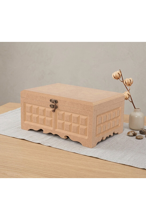 صندوق مستطيل متعدد الأغراض مزين بالمجوهرات ومستحضرات التجميل وقابل للطلاء