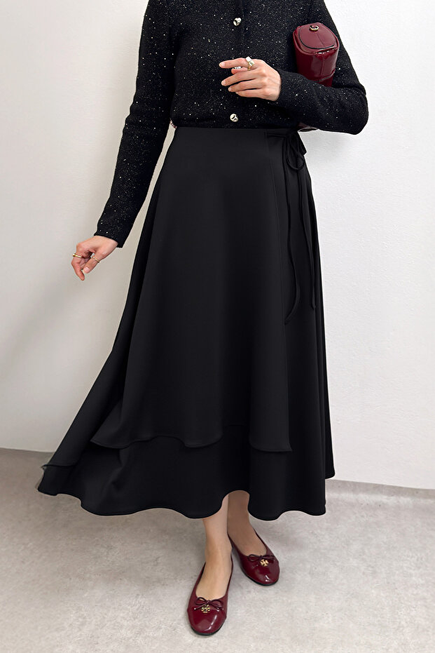 Lace-Up Scuba Skirt 0056 - Black