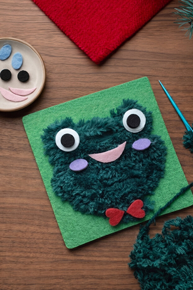 Felt Frog Beginner Sewing and Knitting Set