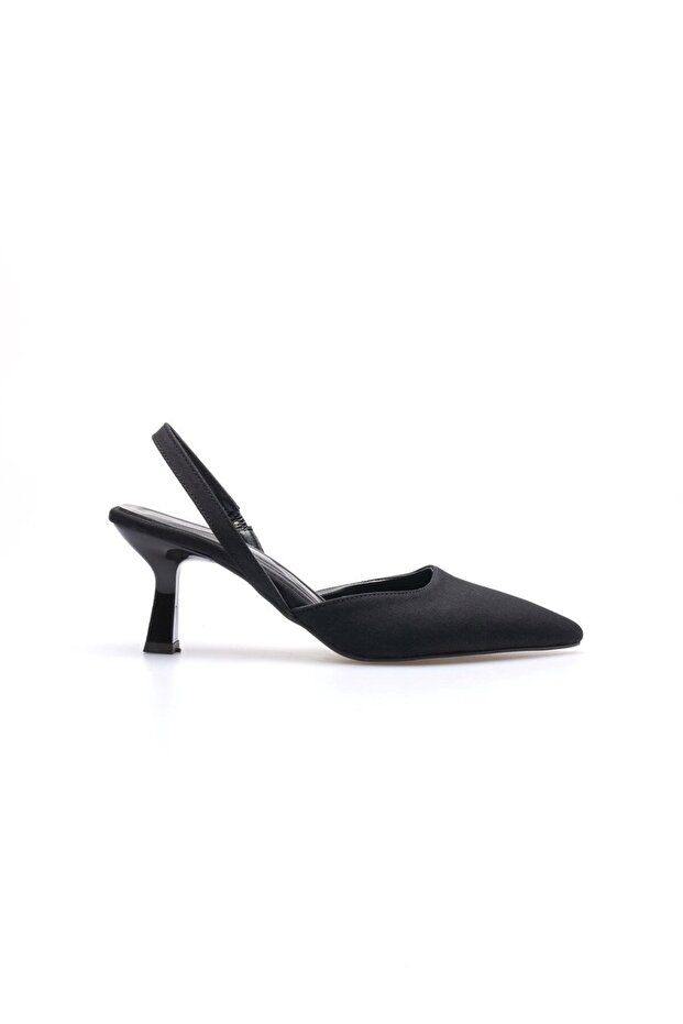Serrace Material Open Back Short Heeled Women's Shoes,