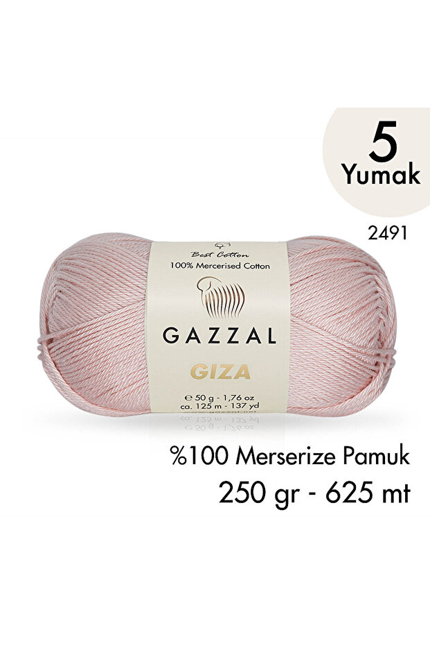 Gazzal Giza 2491-%100 Merserize Pamuk İplik Yazlık Örgü Amigurumi - 5 Yumak