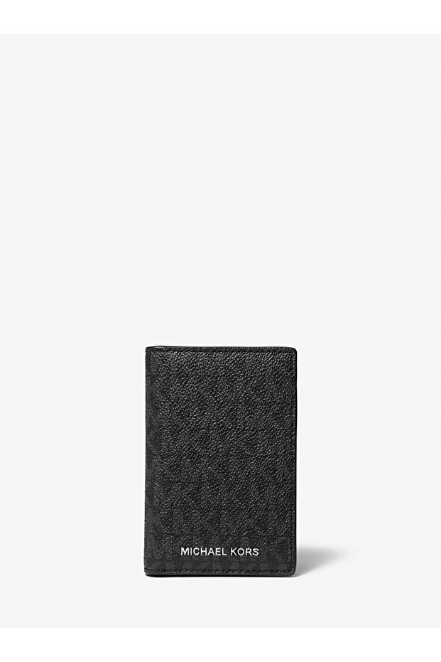 محفظة رجالية سوداء بشعار Monogram MK مع أقسام للبطاقات