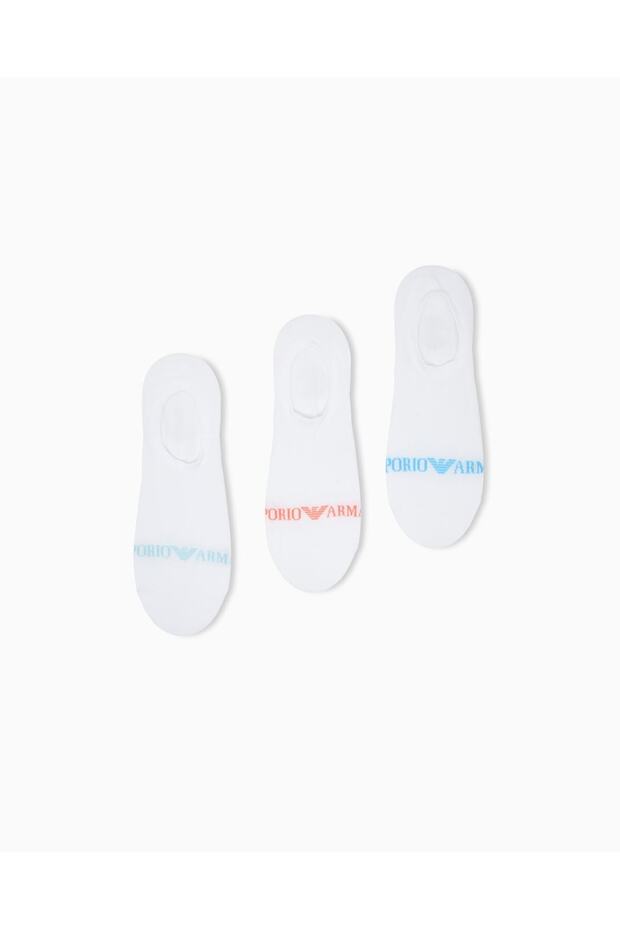 Men's Logo Signed Cotton Triple Pack White Socks