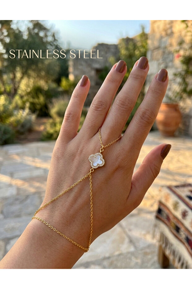 Gold Color Black White Bidirectional Clover Model Steel Shahmeran