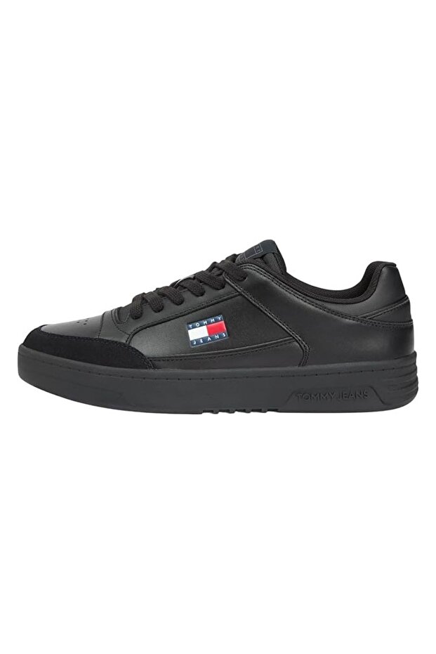 Men's Thick Heel Patterned Laced Comfortable Fit Black Sneaker