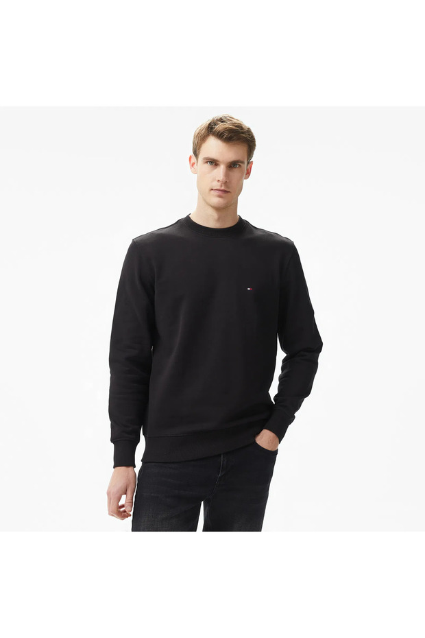 Men's Brand Logo Cotton Casual Black Sweater Mw0Mw37237 Bds