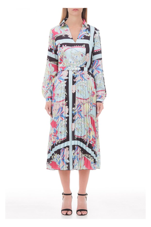 Women's Shirt Collar Relaxed Fit Turquoise Dress