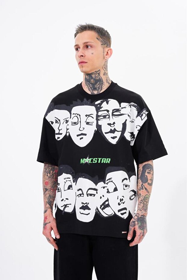 Men's Macstar Heads Oversize T-Shirt Black