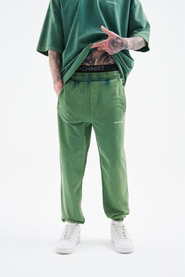 Men's Relaxed Washed Oil Green Sweatpants