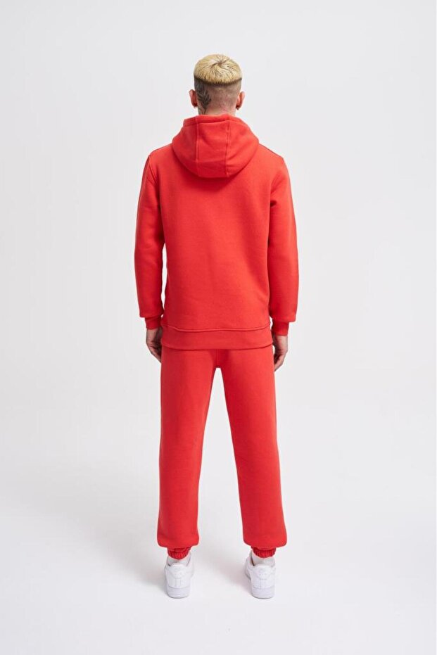 Erkek Regular Basıc Ice Red Hoodıe - 6
