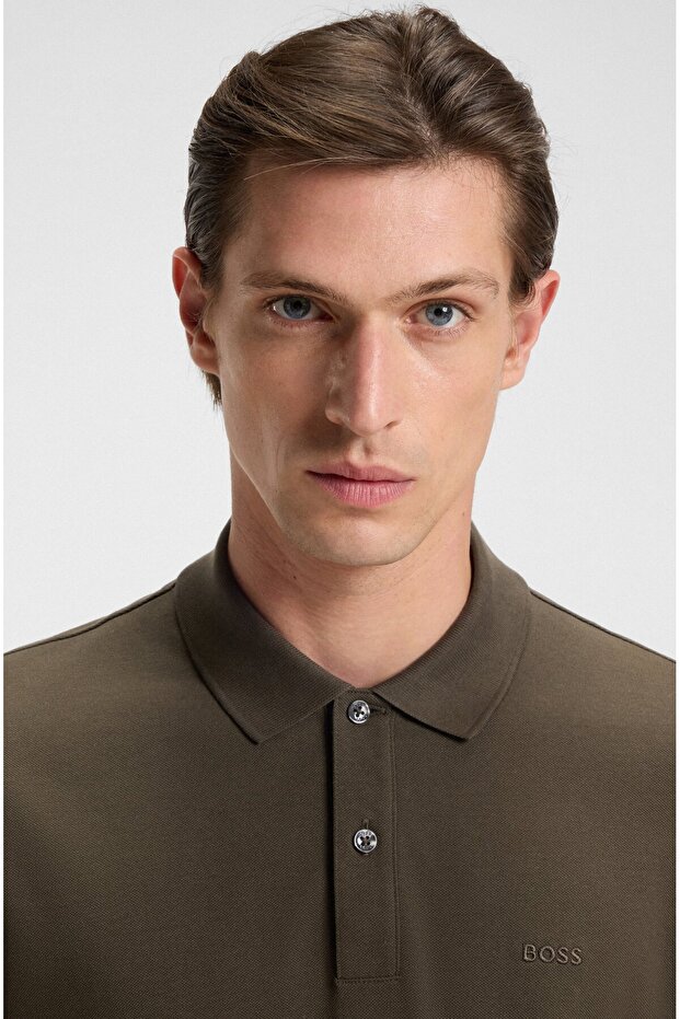 Erkek Polo Yaka Regular Fit Pamuklu Kısa Kollu Koyu Kahve Polo Yaka T-Shirt - 4