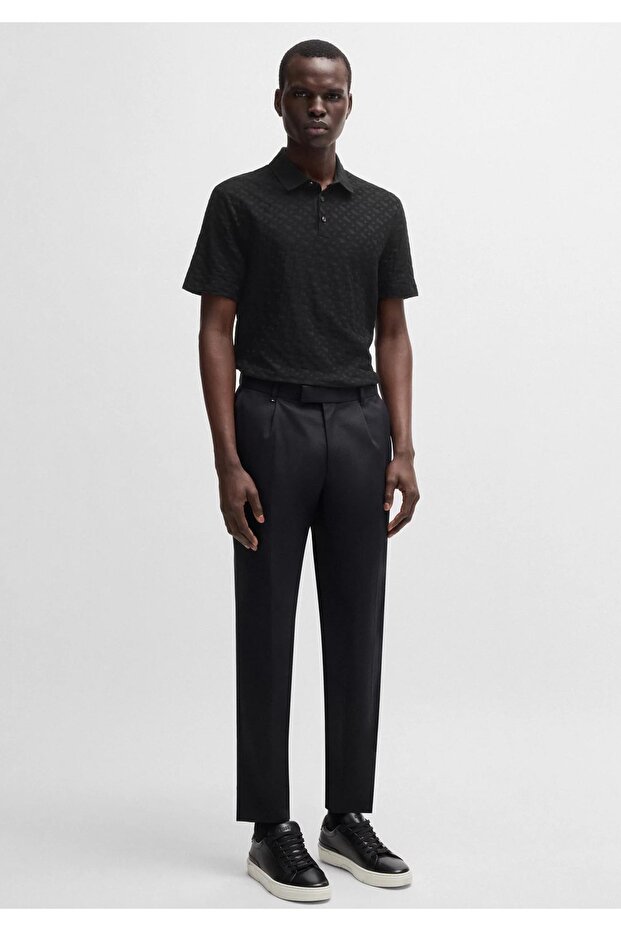 Erkek Polo Yaka Regular Fit Pamuklu Kısa Kollu Siyah Polo Yaka T-Shirt - 3
