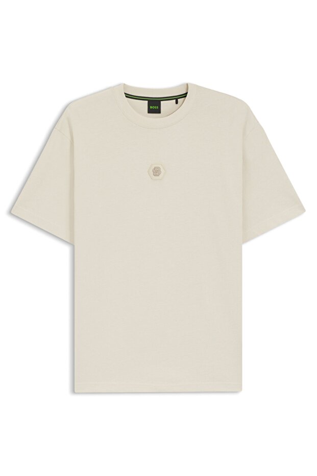 Erkek Rahat Kalıp %100 Pamuk Yuvarlak Yaka Kısa Kollu Bej T-Shirt - 5