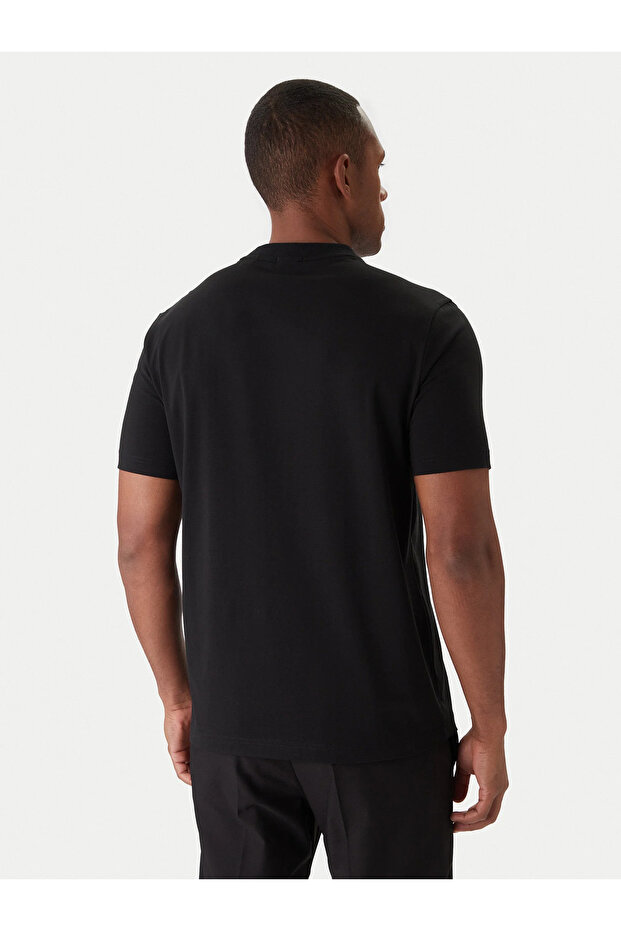 Erkek regular fit Kısa Kollu Düz Bisiklet Yaka Siyah4 T-Shirt - 2