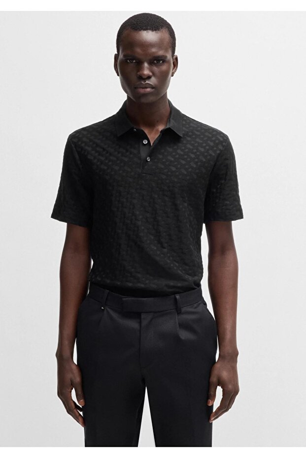 Erkek Polo Yaka Regular Fit Pamuklu Kısa Kollu Siyah Polo Yaka T-Shirt - 1