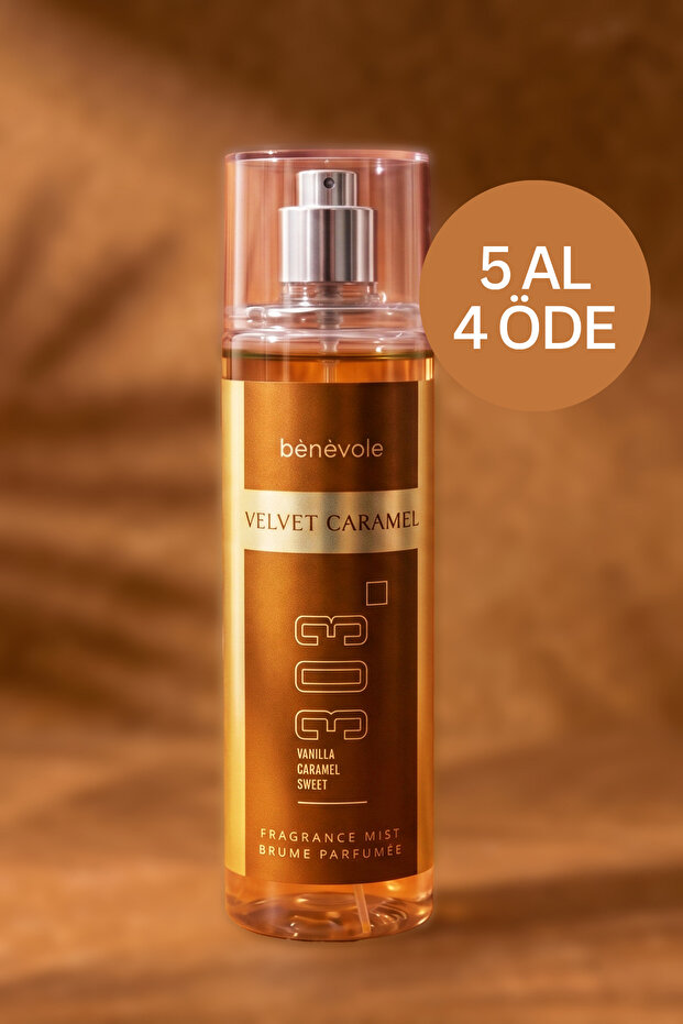 Benevole Velvet Caramel 303 Vücut Spreyi | Body Mist | Antep Fıstığı, Karamel & Vanilya Notalı Gurme Kadın Parfüm | 200 ml