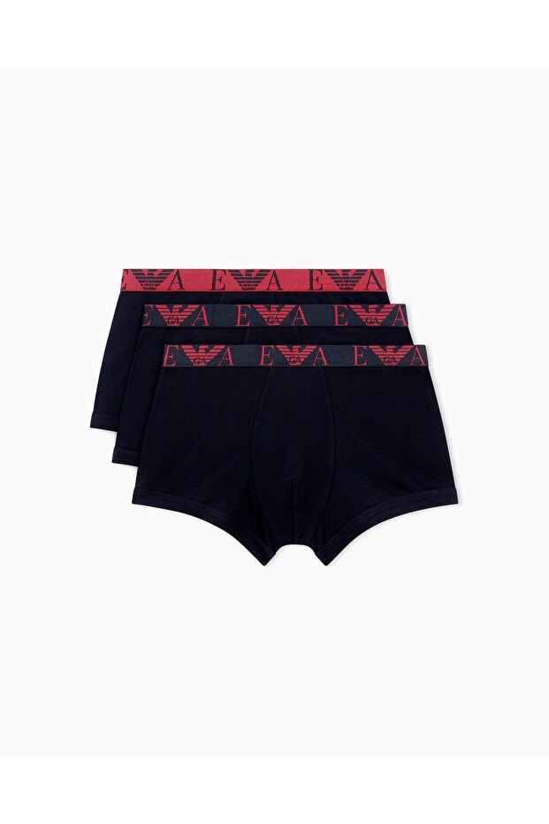 Men's Elastic Waist Cotton Slim Fit 3-Piece Black1 Boxer