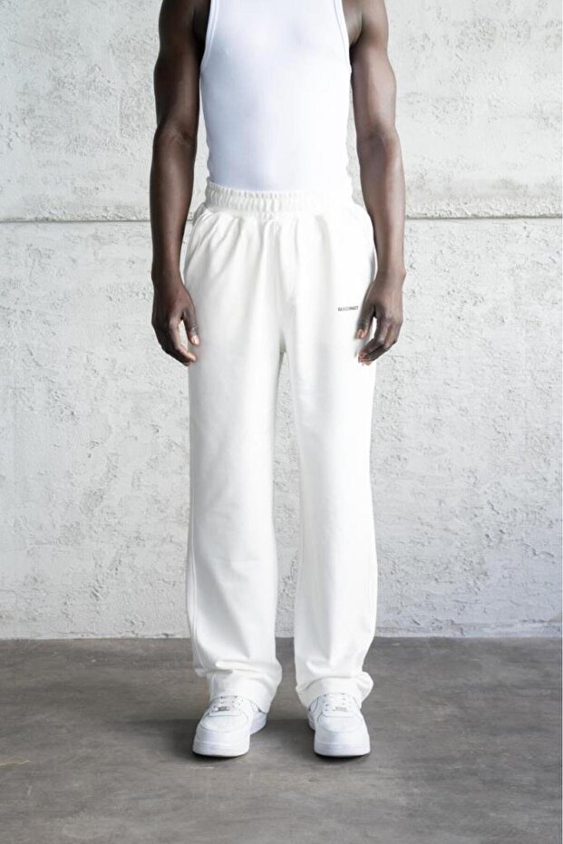 Relaxed Basic Baggy Sweatpants Ecru - 1