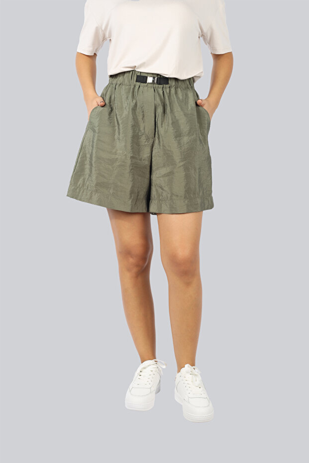 Women's Comfortable Fit Short Khaki Shorts with Elastic Waist